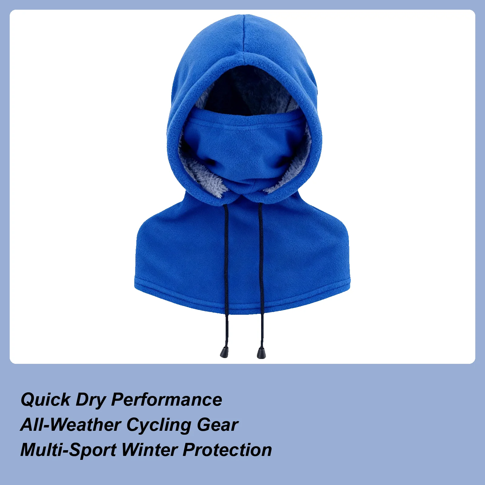 

Winter Face Cover Fleece Hat With Drawstring Thickened Thermal Neck Hood Hat For Women Runners Cyclists Camping Cycling