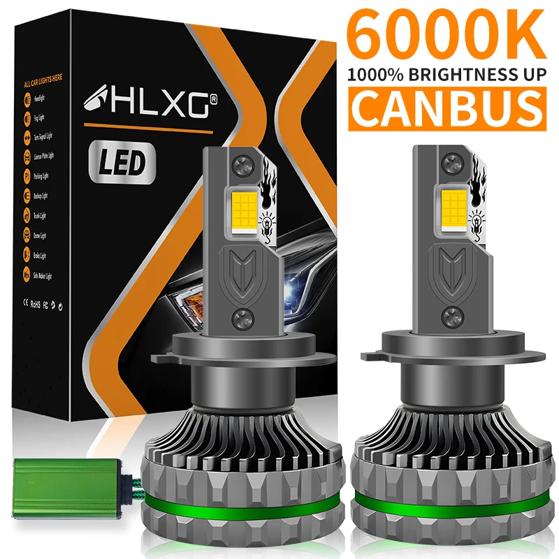 

HLXG H7 H4 Светодиодная фара Canbus No Error H11 H1 H8 H9 9005 HB3 9006 HB4 9012 HIR2 Turbo 9054 CSP 4 Медная трубка Автоматическая фара 12 В