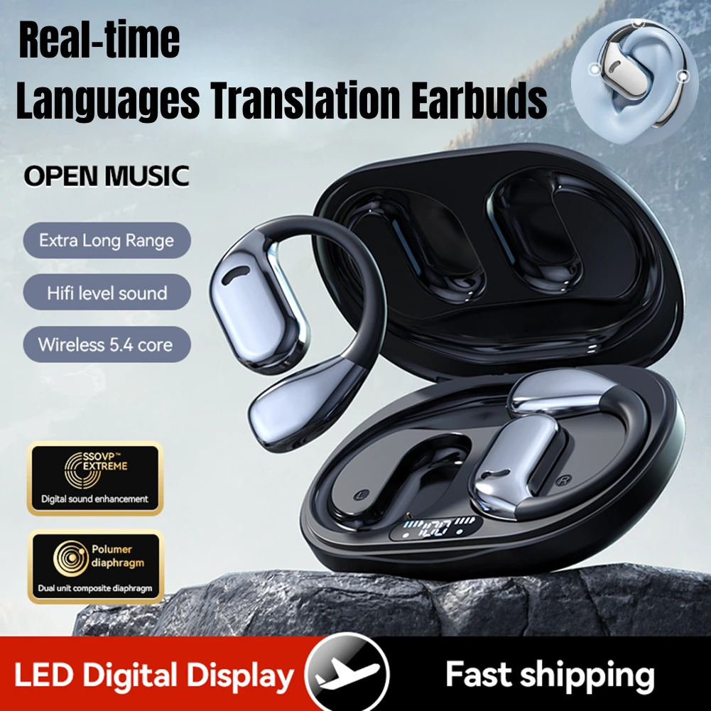 Real-time Languages Translator Earbuds 98% Accuracy Instant Voice Language Translator AI Headphones Translation Earphones