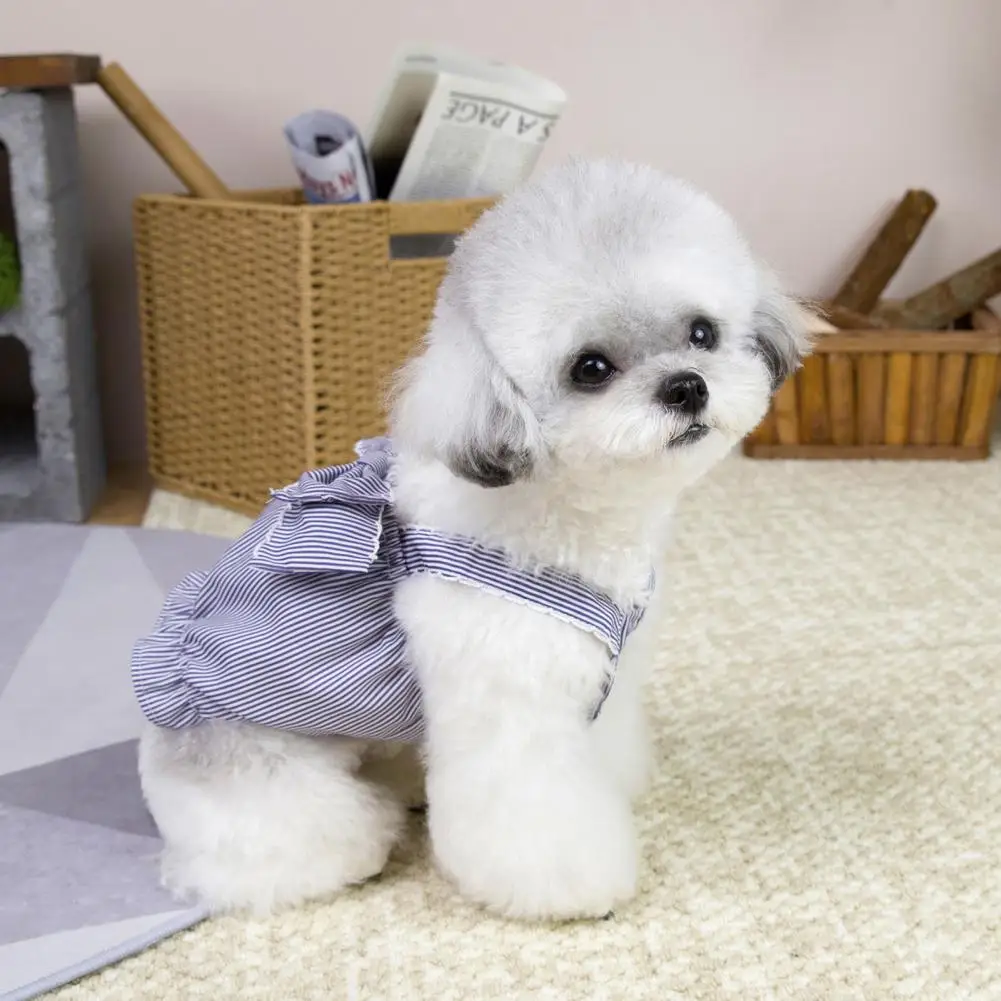 

Dog Cats Striped Dress Summer Pet Outfit Sleeveless Large Bow Stylish Small Dogs Cats Dress Breathable Pet Costume Apparel