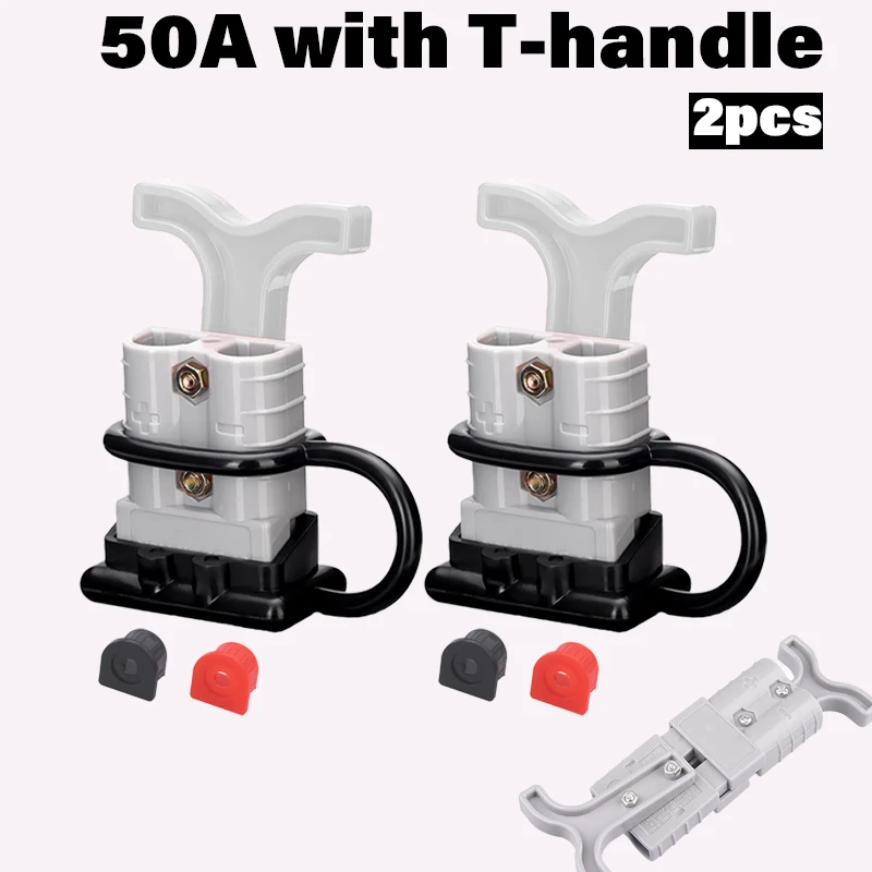 AGASHE 2pcs-50A Battery Adapter with T-Puller, Retaining Plug, Battery Quick Connect/Disconnect Connector Kit - Electric Forklif