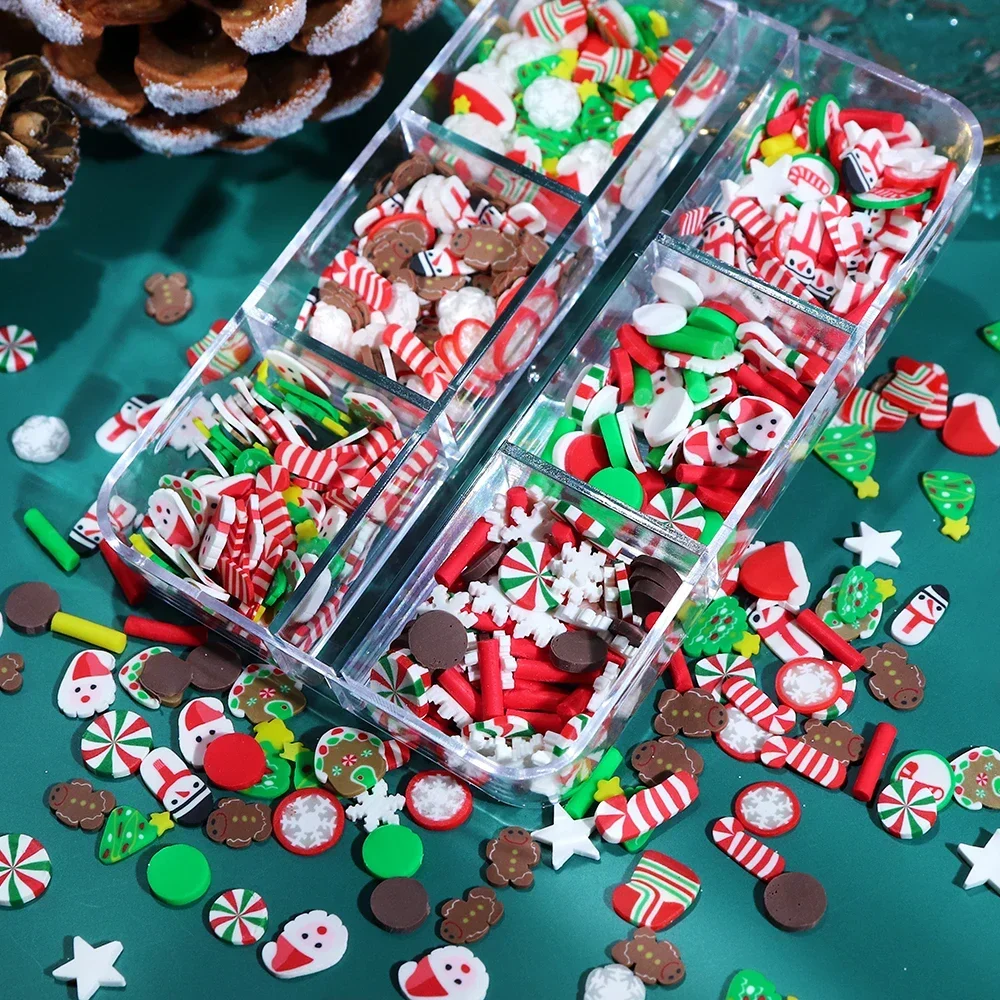 Gemischte Weihnachts-Polymer-Clay-Scheiben, Streusel, Harzformfüller, Schneemann, Lebkuchenflocken, DIY-Harz-Schmuck, Bastelbedarf für Geschenke, Spielzeug