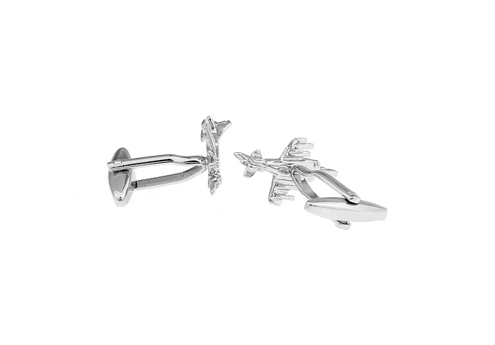 War Aircraft Design Fighter Plane Cufflinks Quality Brass Material Silver Color Cuff Links Wholesale&retail