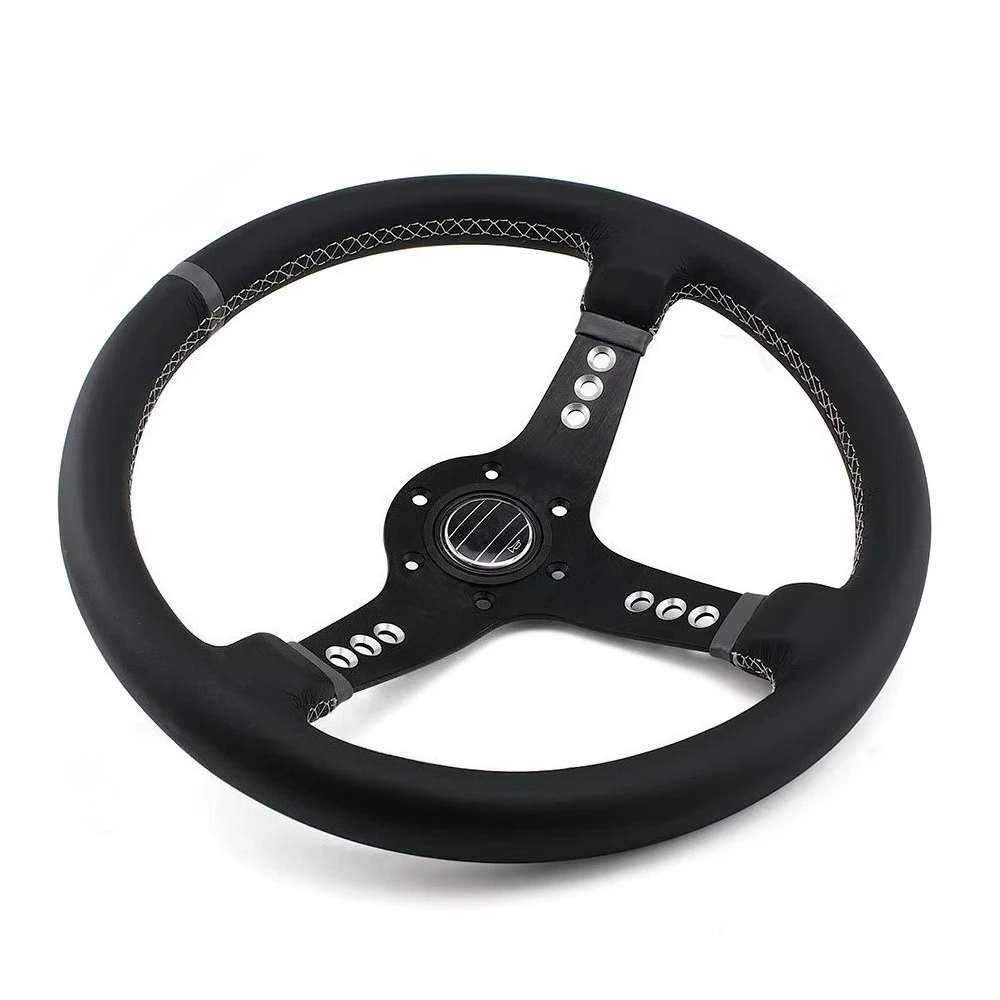 

Классический гоночный спортивный универсальный спортивный гоночный автомобиль на руле, кожаный руль с кнопкой звукового сигнала