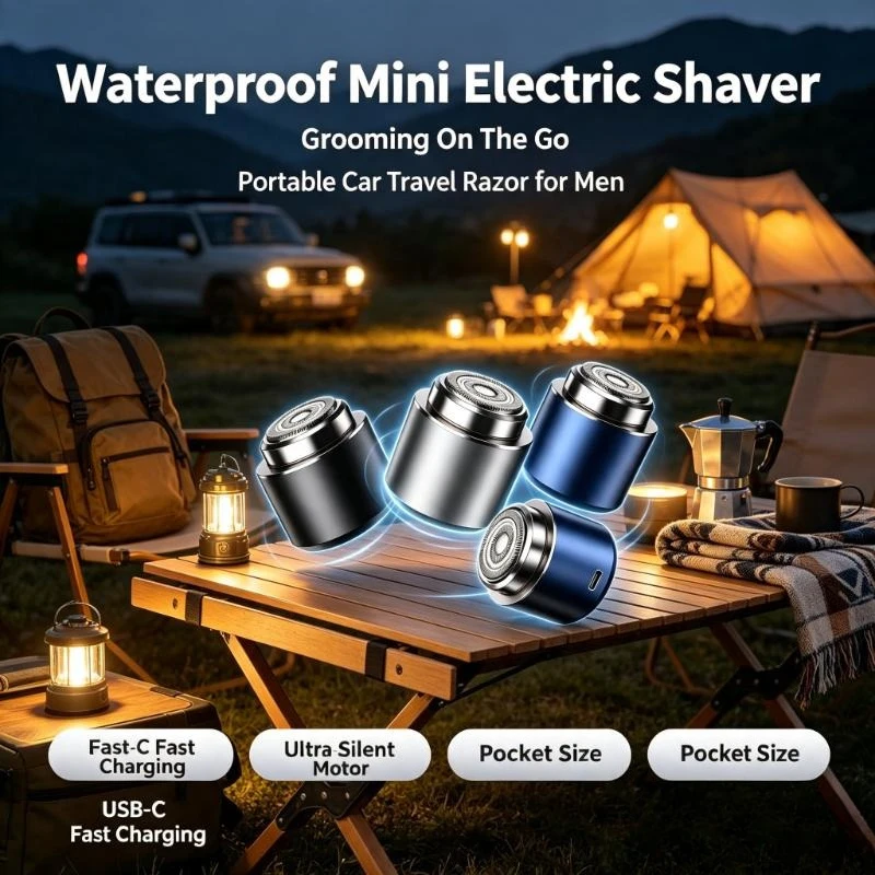 Fast Charging Waterproof Mini Electric Shaver for Men Portable Car Travel Razor Ultra-Silent Grooming Tool with USB-C