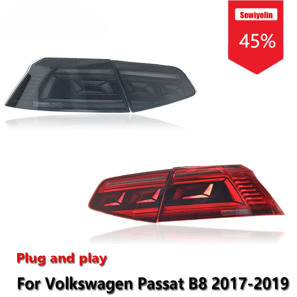 

Sewiyolin автомобильные светодиодные задние фонари в сборе для VW Passat B8 2017-2019, авто противотуманные DRL, стоп-сигнал, указатель поворота Plug and Play