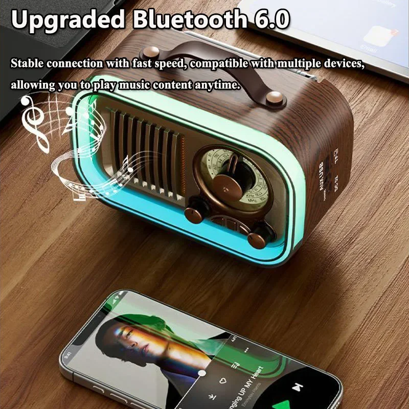 Классические винтажные радиоприемники FM AM SW Портативные беспроводные ретро Bluetooth-динамики AUX Аудиовход TF U Дисковая карта Радиоприемник MP3 Музыкальная шкатулка