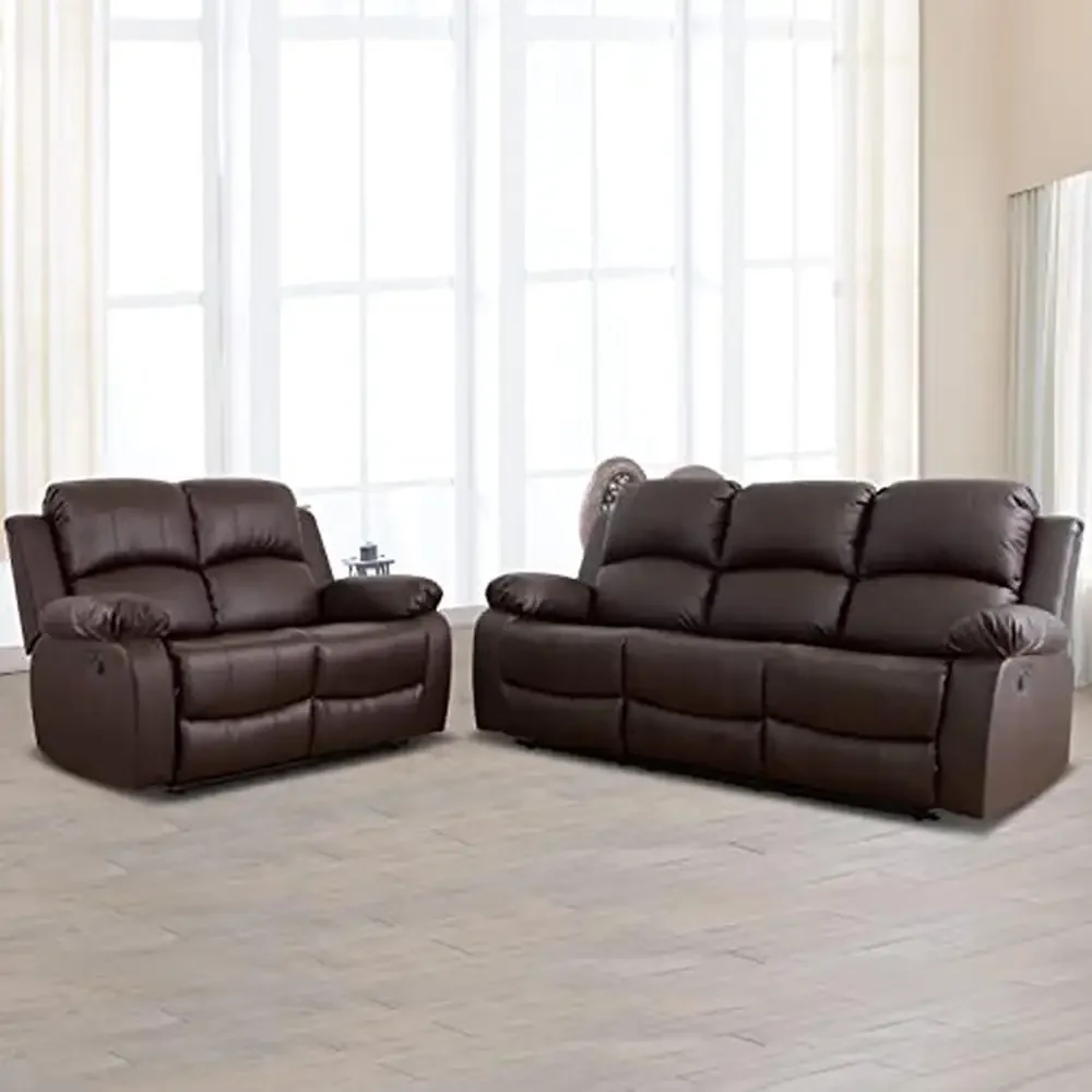 Luxury Recliner Sofa Set Leather Reclining Loveseat Chair Living Room Furniture Sets Luxurious Vision Comfort Breathable Heat