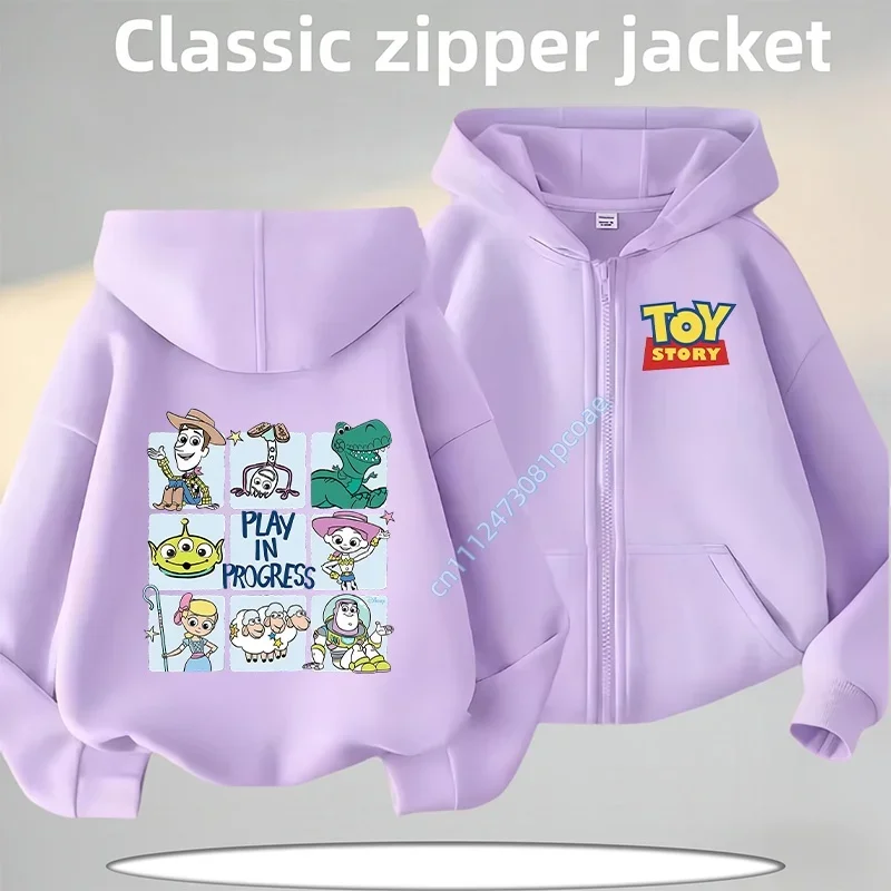 2026 New Style Children's Zippered Hooded Shirt Toy Story Boy's Sport Shirt Girl's Casual Top Cartoon Print Autumn/Winter Coat