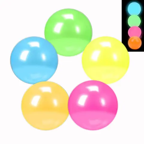 어린이를위한 5PCS 어른 빛나는 끈적 공 탄성 Squishy 공 어둠 속에서 빛나는 불안 스트레스 완화 공 파티 호의