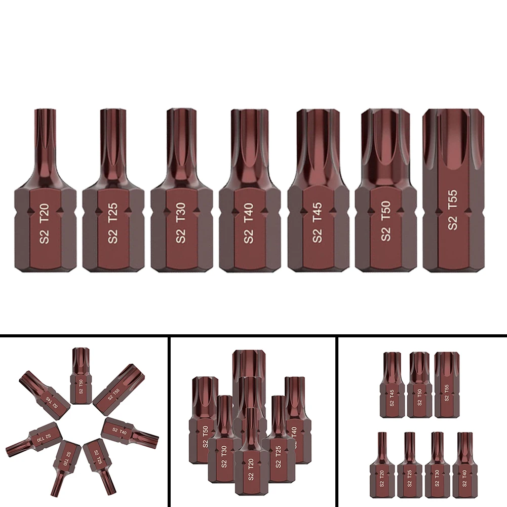 For T20/25/30/40/45/50/55 Screwdriver Bits Steel Hex Shank 30mm High Hardness For Electric Wrench Socket Tool Set