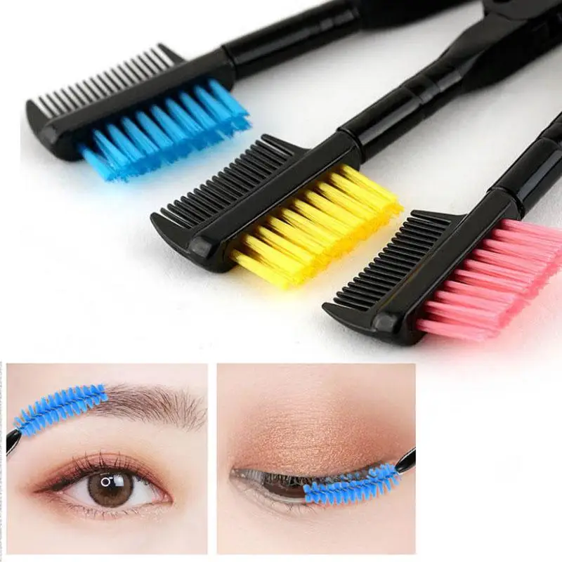 1 pz strumento professionale per il trucco degli occhi accessori cosmetici pettine per sopracciglia pieghevole a doppia testa pettine per sopracciglia multiuso