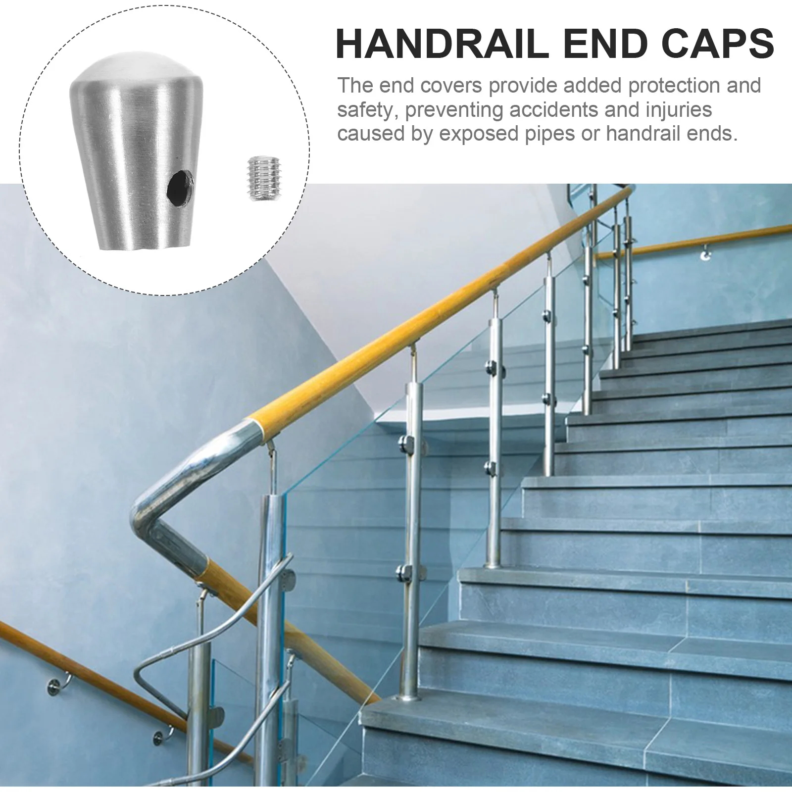 

5pcs Handrail End Caps Metal Hole Plugs For Stair Railing Protection Cover Handrail Fitting Accessories Tubing Cap Hardware