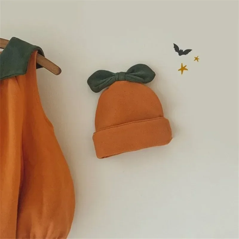 Cute Cosplay Halloween Baby Costume Pumpkin Suit Tops+Hat+Shoe Clothes Warm Soft Cotton Clothing 0-3Y Baby Girls Clothes ملابس