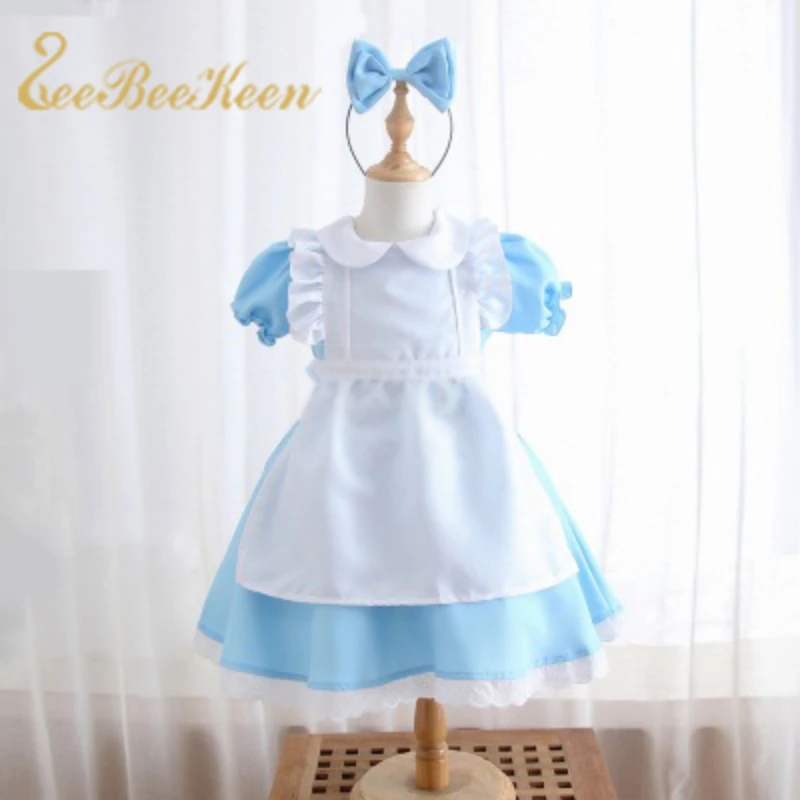 Halloween sukienka Cosplay kobiety Adult Anime Alice w krainie czarów niebieskie przyjęcie sukienka Alice wymarzona kobieta pokojówka Lolita Cosplay kostium