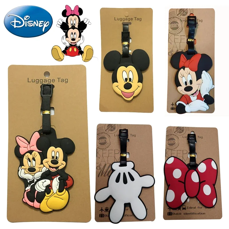 Disney Mickey Minnie Luggage Tag Cartoon Silicone Women Men Suitcase Identifier Label Baggage Boarding Bag Tag Travel Accessorie