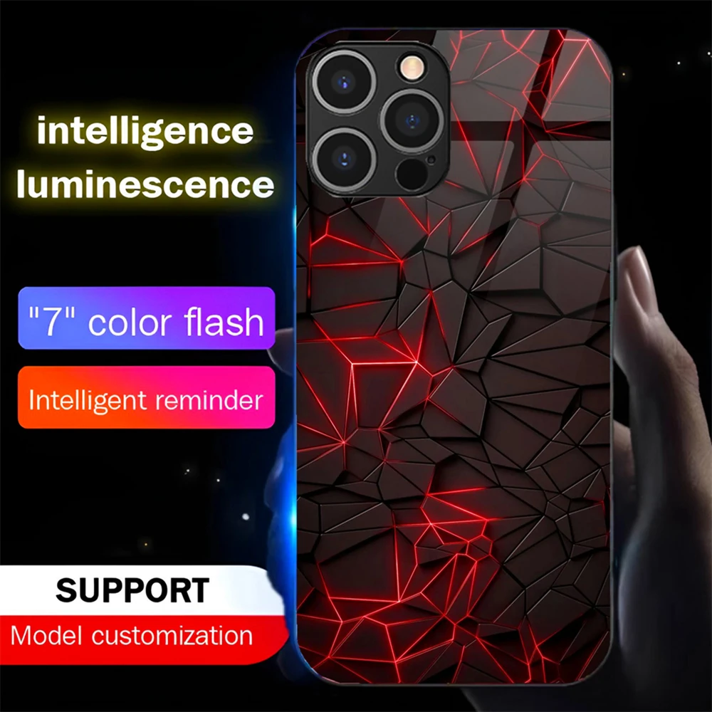 

LED Luminous Phone Case Voice Activated Flashing Luminescent Protection Case For iPhone 11 12 13 14 15 16 E Pro Max Plus SE2020