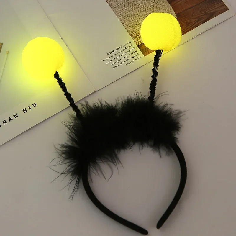 Adult Kids Children Light up Alien LED Yellow Antenna Headband Balls Glow Bee Animal  Birthday Gift Glow Party Wedding Festival