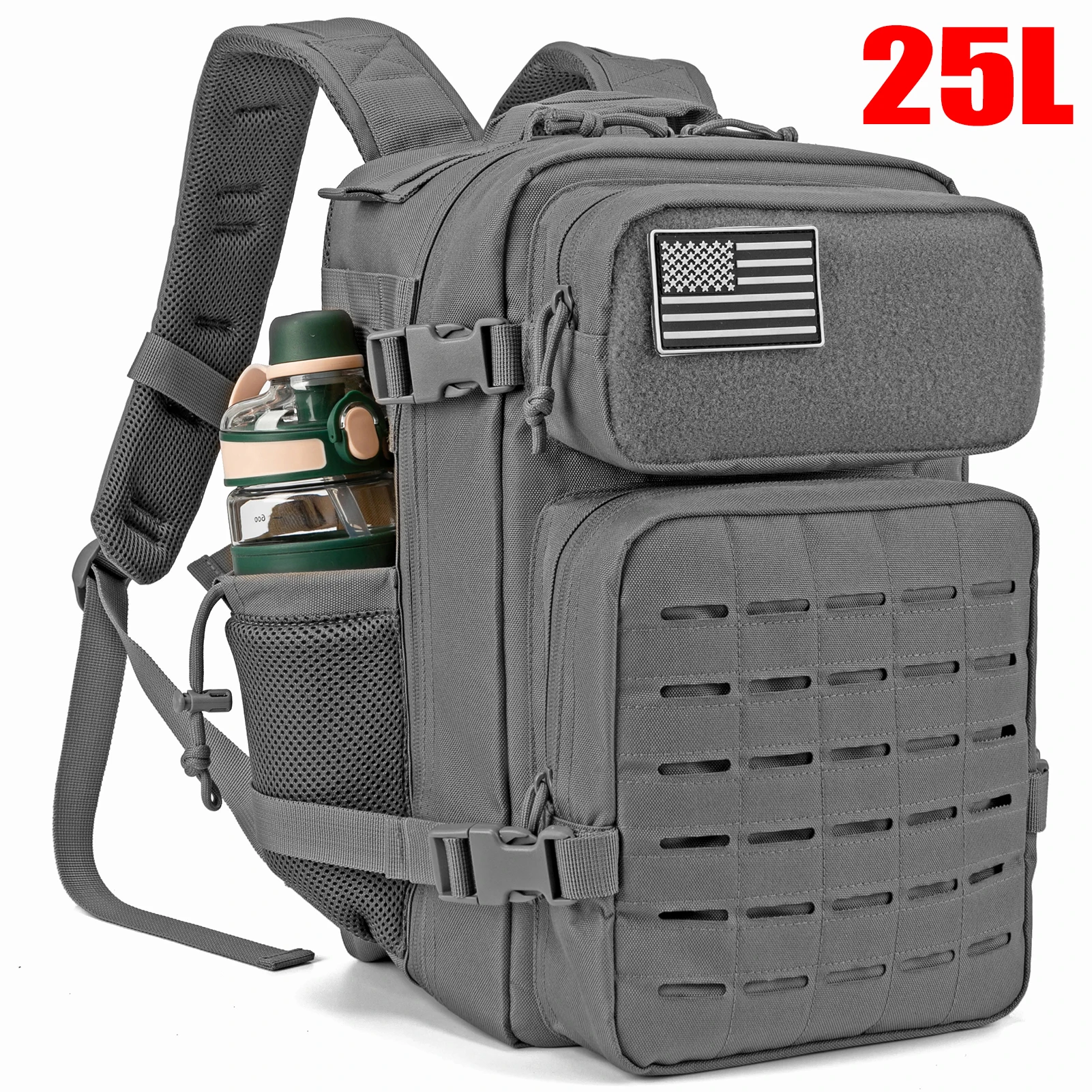 ReFire Gear 25L Taktischer Rucksack Outdoor-Tasche Fitness-Rucksack MOLLE-Rucksack Damen/Herren Wandern Überlebensrucksack Herren Dual-Getränkehalter 8