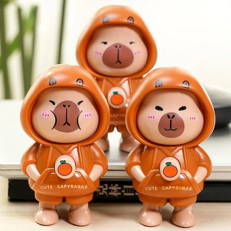 Cute Capybara Press Face Doll Keychain Quirky Doll Cartoon Handpiece Small Ornaments Children's Gifts Cute Bag Charm