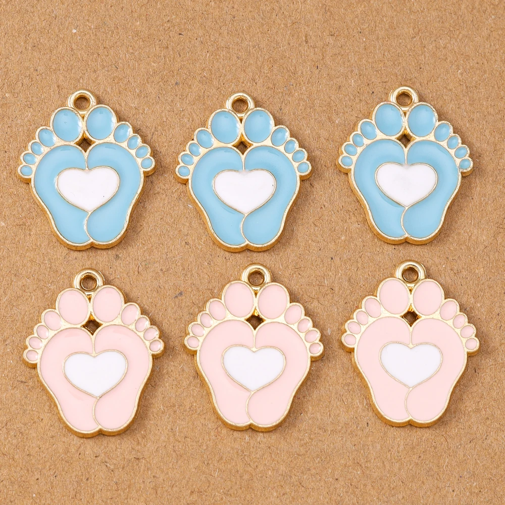 

10pcs 20*25mm Cute Enamel Footprint Pendants Charms for Jewelry Making Necklaces Earrings DIY Bracelet Accessories Supplies