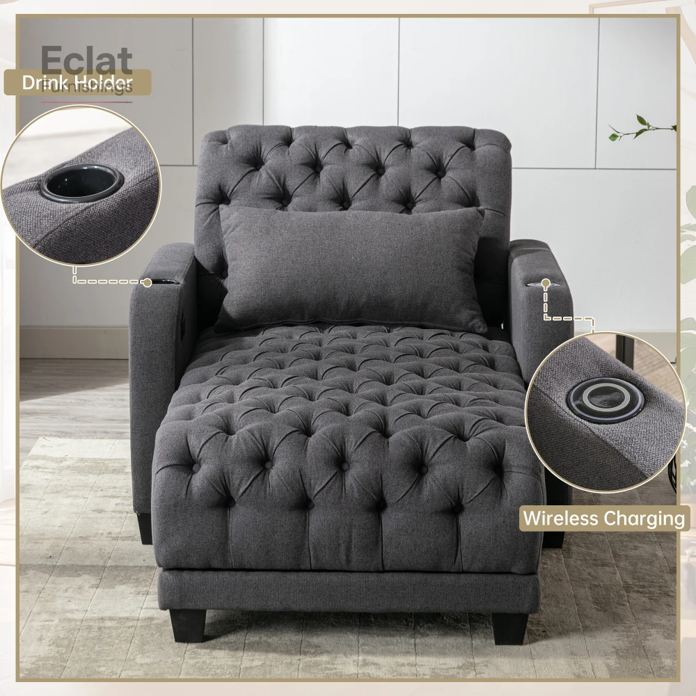 

Multifunctional Living Room Leisure Chaise Lounge Barry Tufted Comfy Armchair Wireless Charging,Smooth Reclining Backrest,