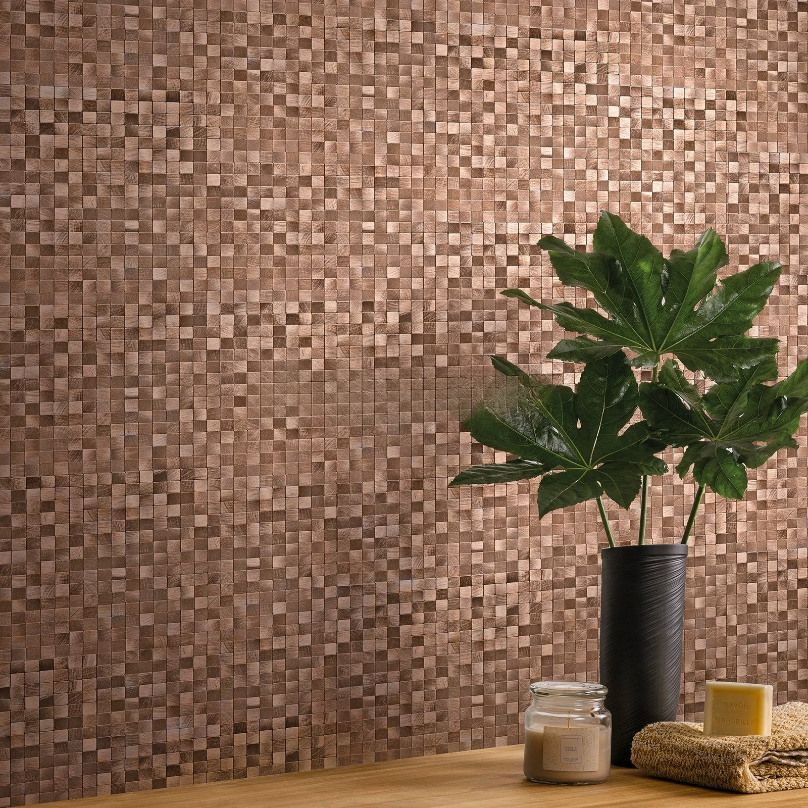 Mosaic Tile Patch Thickened Self‑Adhesive Wall Sticker Waterproof for Bathroom Side Cabinet Background Wall Home Renovation