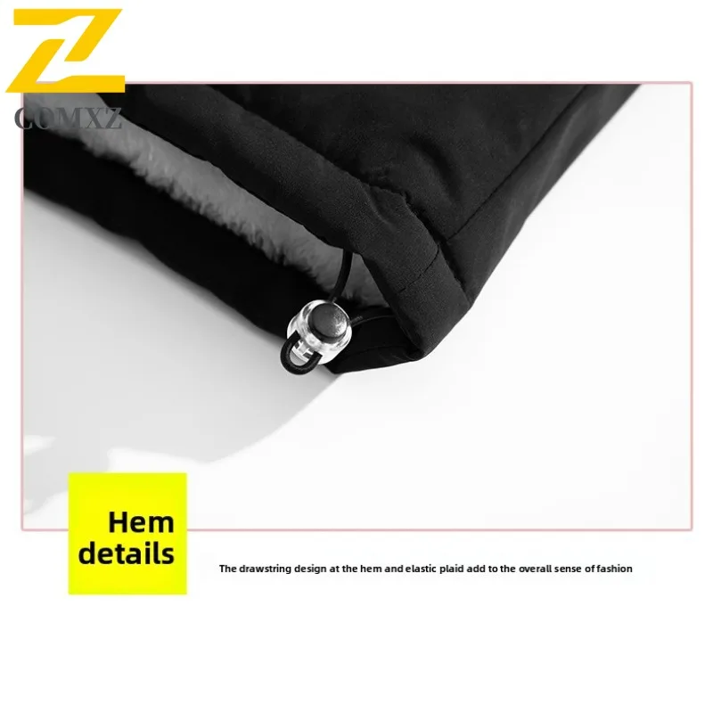 COMXZ 2025 Autumn Winter Sherpa Two Piece Hooded Jacket Unisex Thick Fleece Lined Fashion Outdoor Sports Casual Solid Color Coat