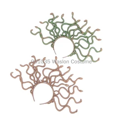 Halloween Headband Medusa Curved Snake Shape Hair Hoop Rave Party Headpiece Hair Band Party Cosplay Costume Props Unisex