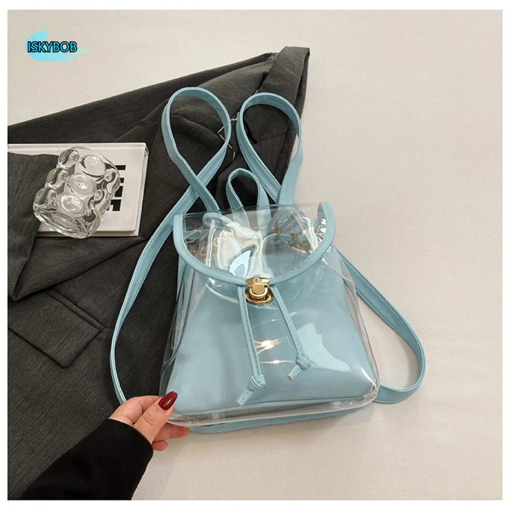 

Trip PVC Laptop Rucksack Large Capacity Sweet School Backpack Transparent Waterproof Camping Bag Travel