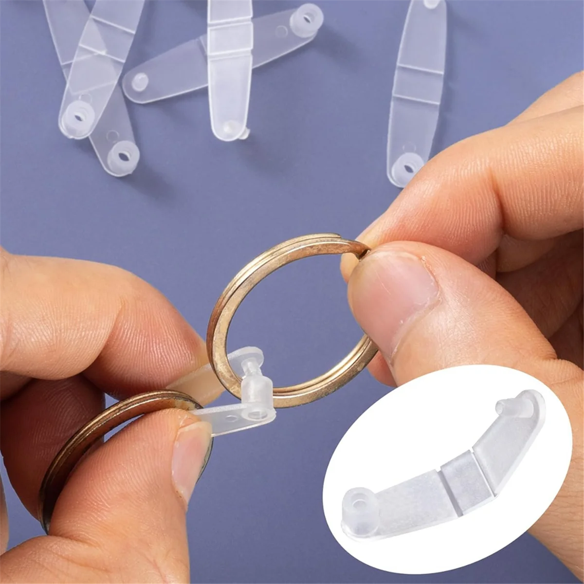 New 200 Pcs Plastic Keychain Clips, Acrylic Keychain Connector, Clear Keychain Clips for Crafts, Keychain Attachment