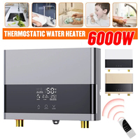 110V 220V Instant Hot Water Heater Bathroom Kitchen Wall Mounted Tankless Electric Water Heater with Remote Control 4000W/6000W