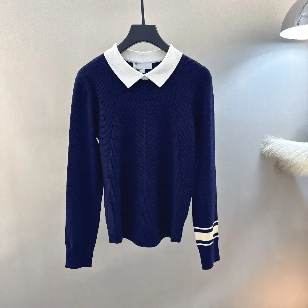 Women's Golf Knit Pullover 2026 Fall New Korean Style Long Sleeve Collared Sporty Casual Versatile Elegant Trendy Breathable