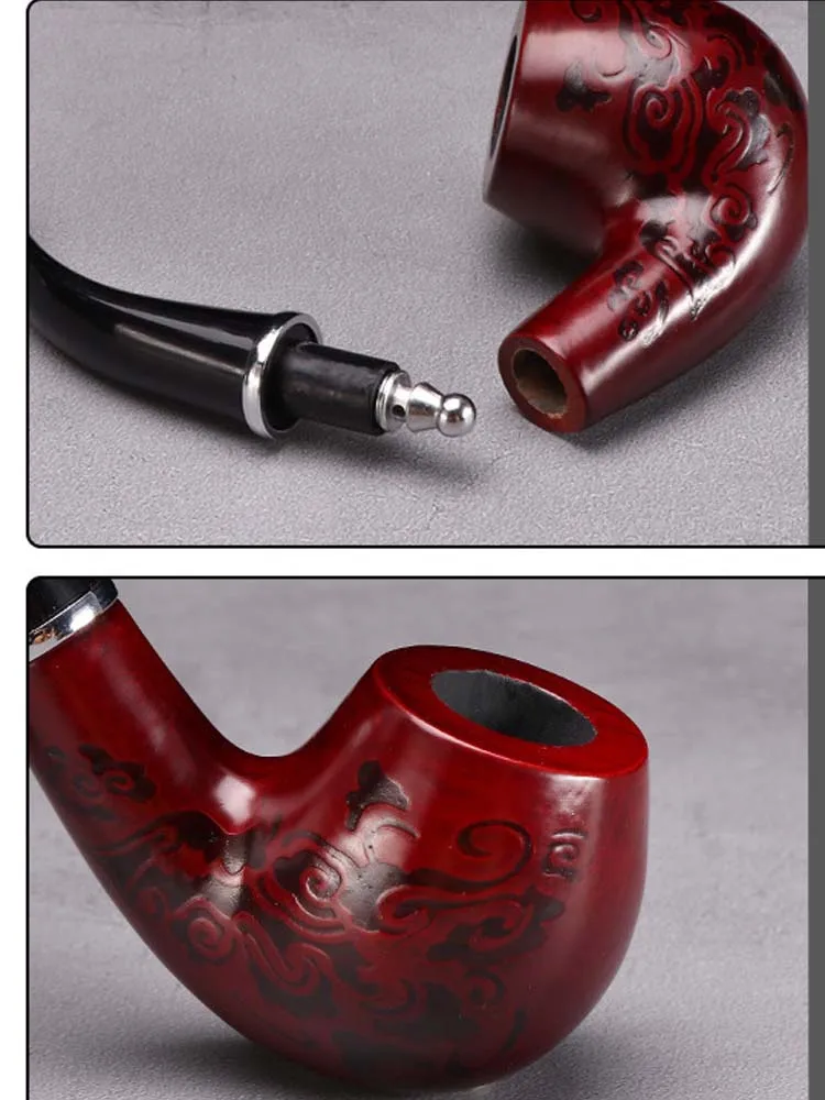 Fashionable Solid wood carved filter wooden pipe Durable detachable cleaning pipe Smoking Tobacco pipe Cigarette Pipes Gift