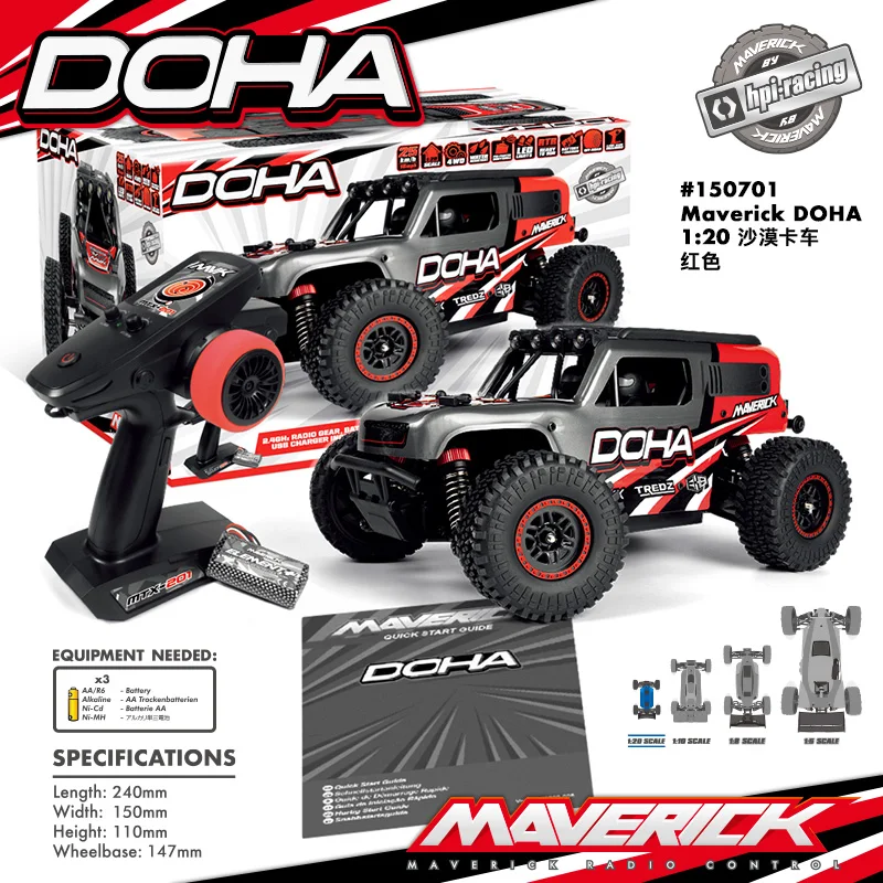 HPI Maverick DOHA 1/20 4WD RC coche Mini tarjeta de desierto simulación Control remoto eléctrico cepillado todoterreno vehículo modelo juguete para regalo