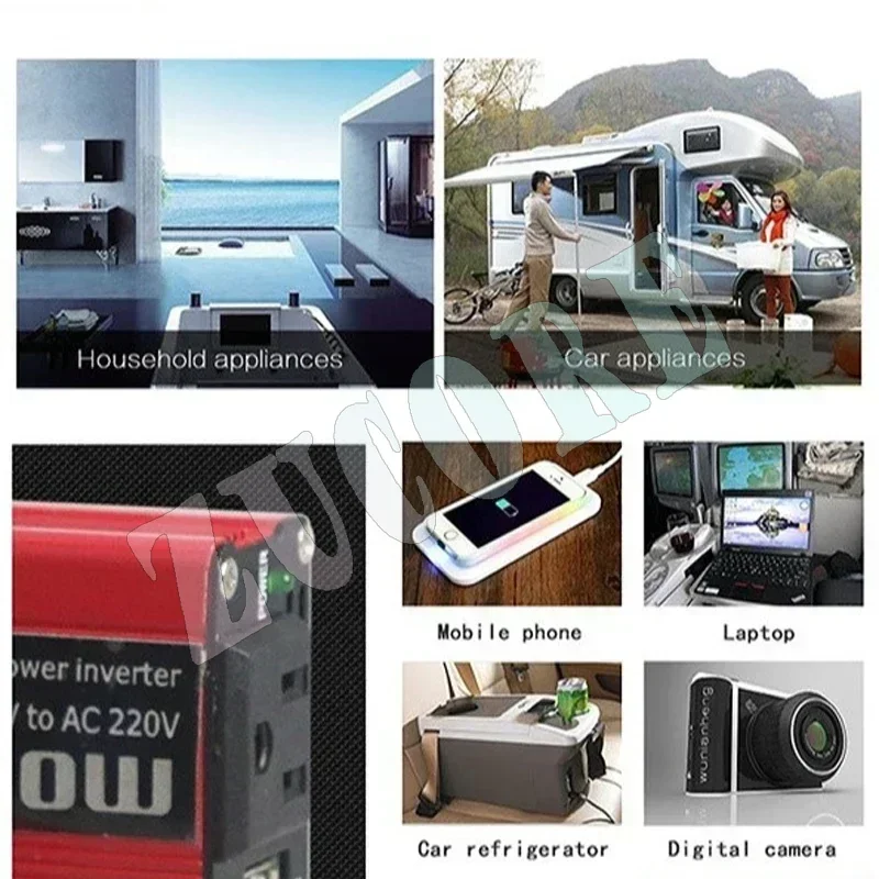 150W/200W Wechselrichter Wechselrichter Mobiles USB-Ladegerät Solar-Wechselrichter DC 12V zu AC 110V/220V Stromwandler