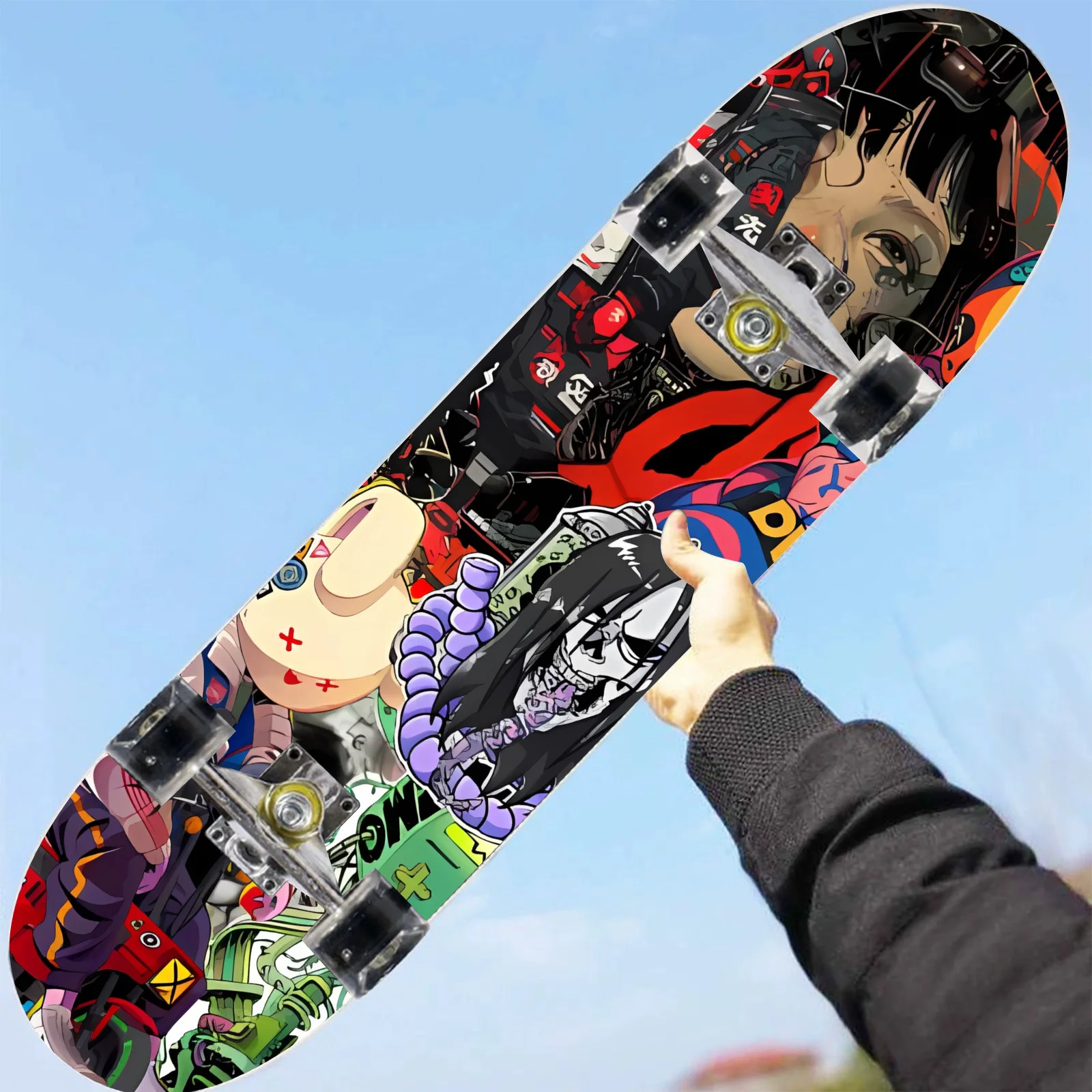 

1 piece skateboard trend decorative sticker, creative personality cool self-adhesive four-wheel skateboard sticker,