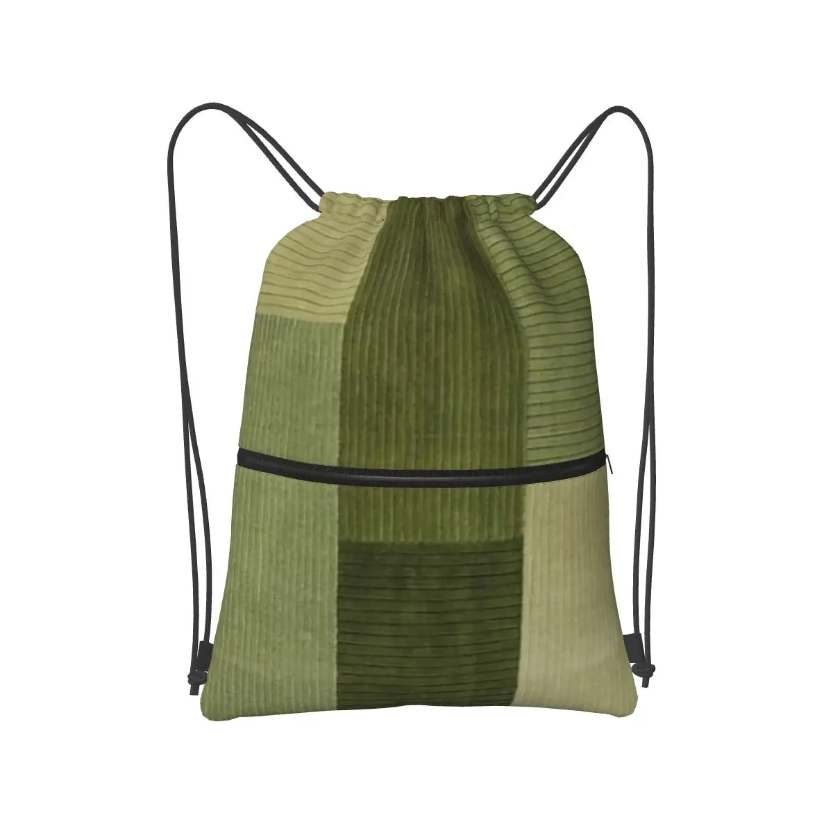 

Corduroy Sage Green Pattern Backpacks Multi-function Drawstring Bags Shoes Bag Book Bags for Travel Students
