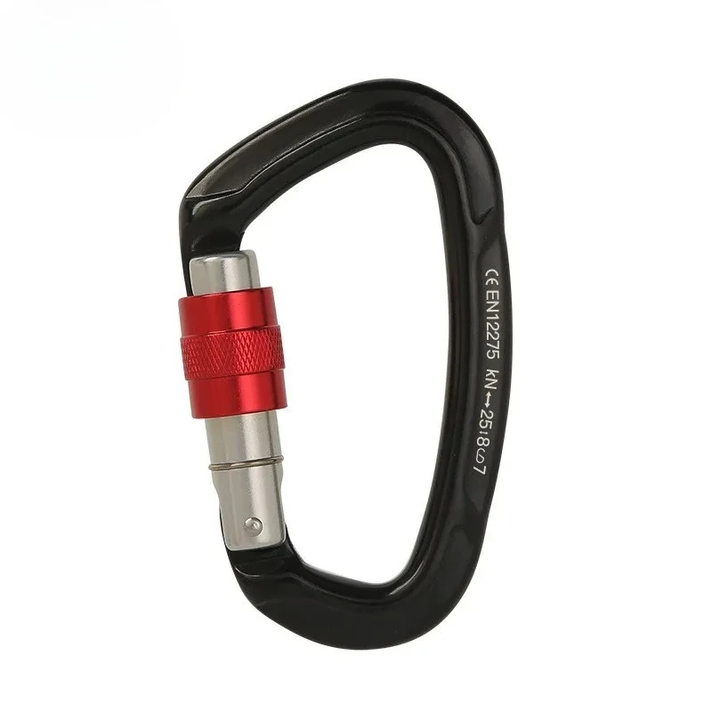 1pcs Outdoor Professional Rock Climbing Carabiner 25kN Lock D-shape Safety Buckle For Keys Tools Equipment
