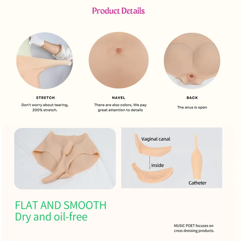 MUSIC POET Silicone Fake Vagina Briefs Abundant Buttocks For Crossdresser Hiding Penis Gays Pussy Sex Transgender Drag Queen