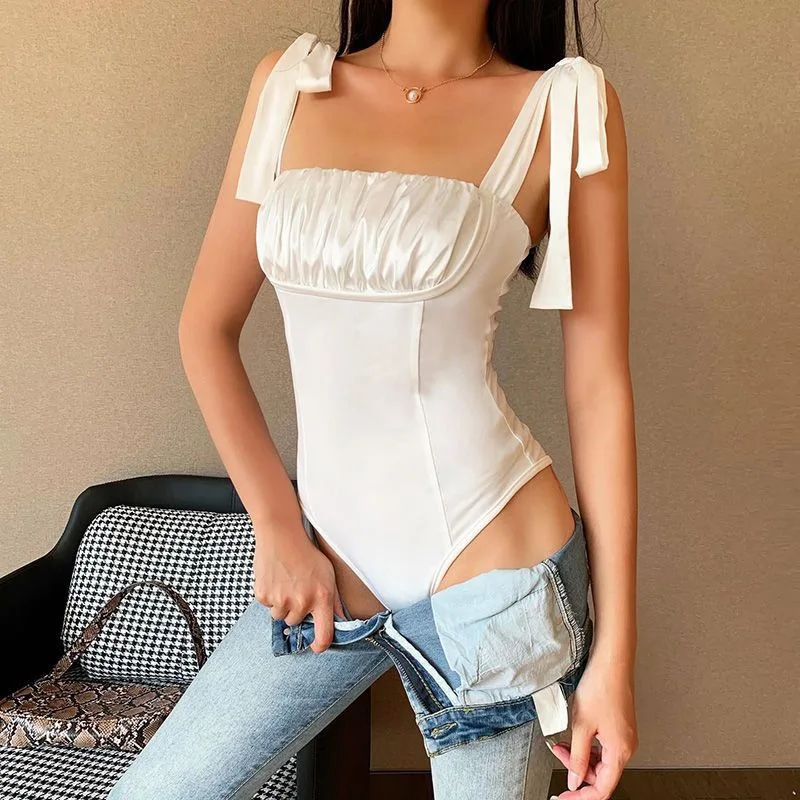 

Sweet and sexy slim jumpsuit top elegant Y2K summer fashion Kawayi elf vest Bodycon party shoulder