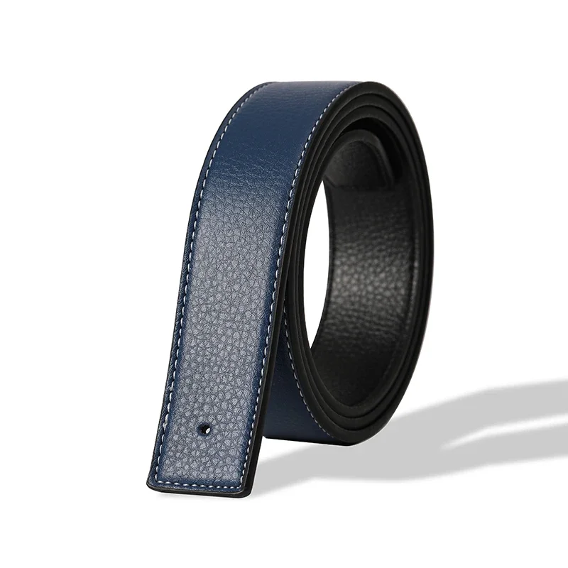 Herren Gürtel aus hochwertigem PU-Leder, glatte Schnalle, ohne Schnalle, Luxusmarke, 3,8 cm – Detail 5