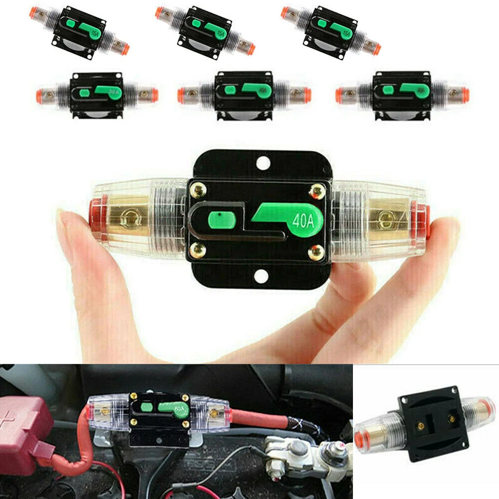 

10A 100A AMP Circuit Breaker Fuse Reset 12V 48V DC Waterproof for Car Boat Audio with Manual Override and Panel Mount Feature