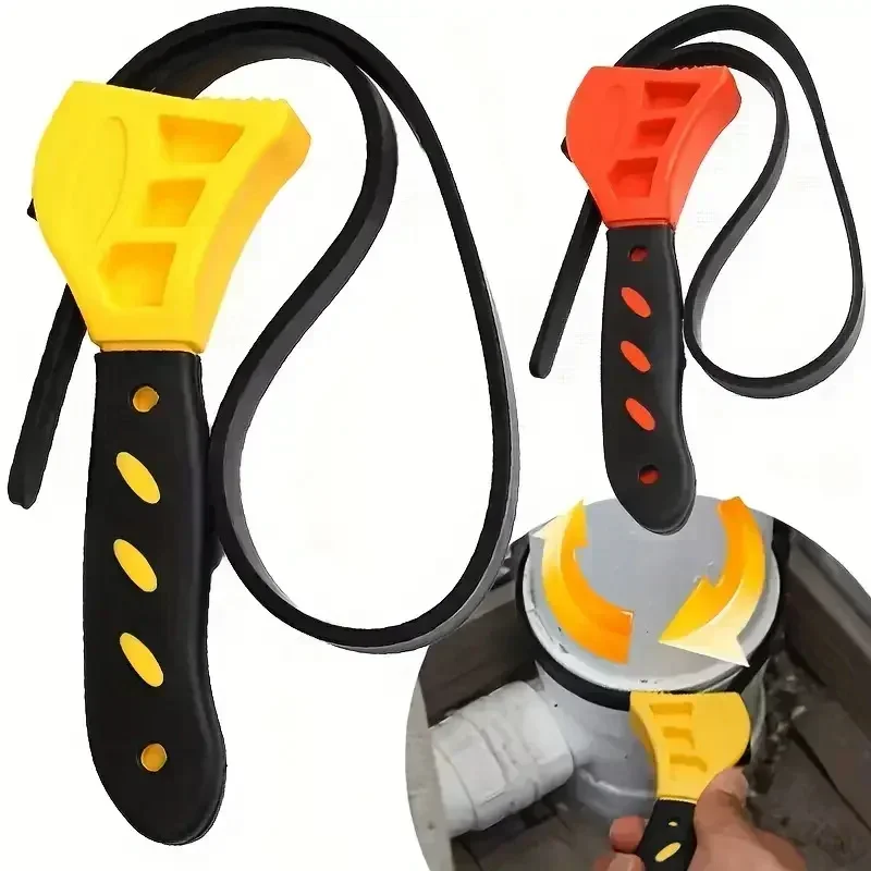 6inch Multifunctional Belt Wrench Oil Filter Puller Strap Spanner Chain Wrench Strap Opener Adjustable Disassembly Tool