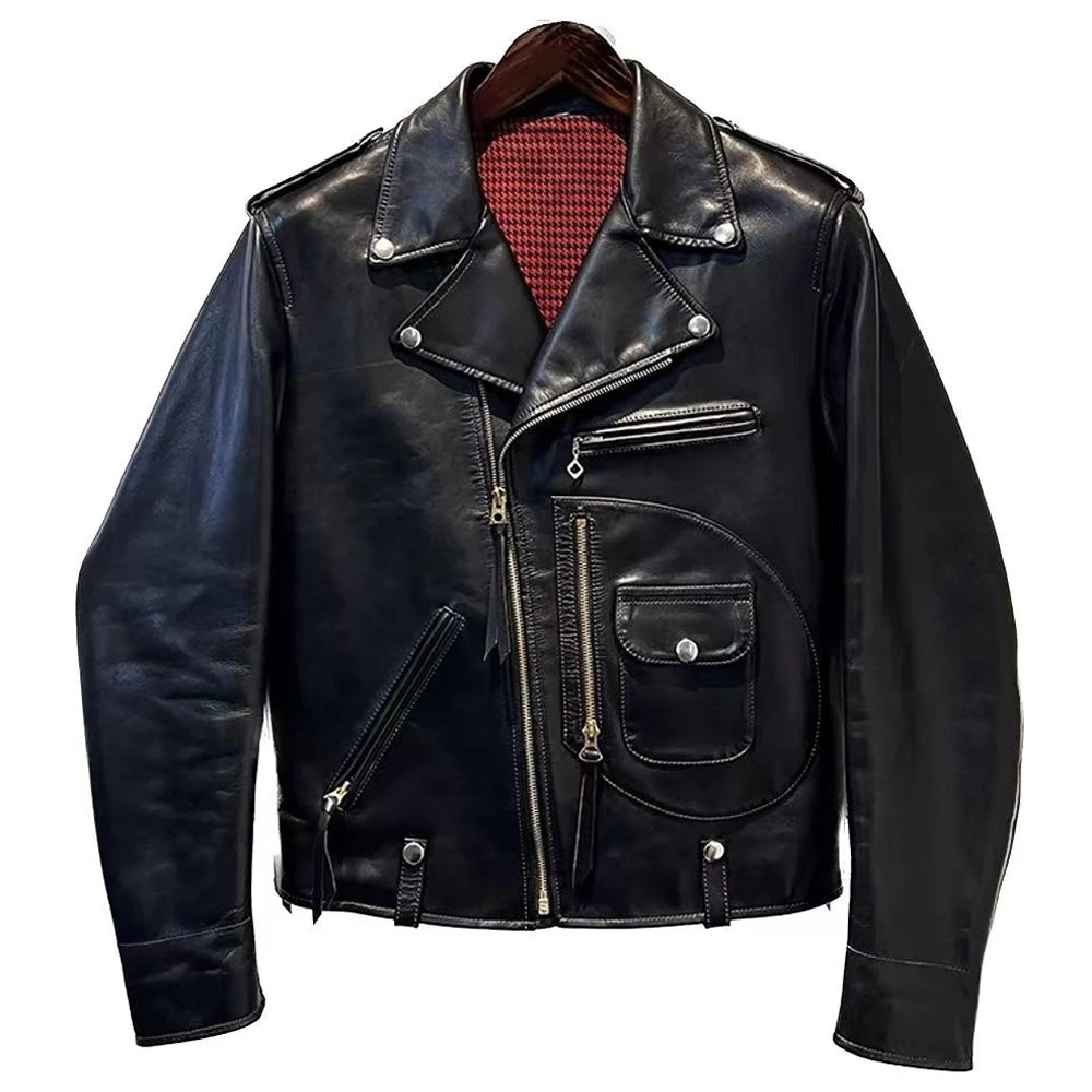 남성용 짧은 슬림핏 재킷, 부코 J24 오버코트, 대각선 오토바이 지퍼 코트, 블랙 카키 컬러, 이탈리아 디자이너, 여름 패션