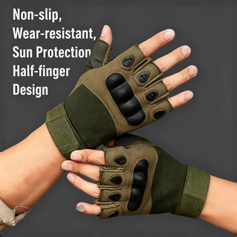 

Общие уличные охотничьи перчатки и тактические перчатки. Износостойкие перчатки с половиной пальца, прочные, нескользящие, дышащие перчатки.