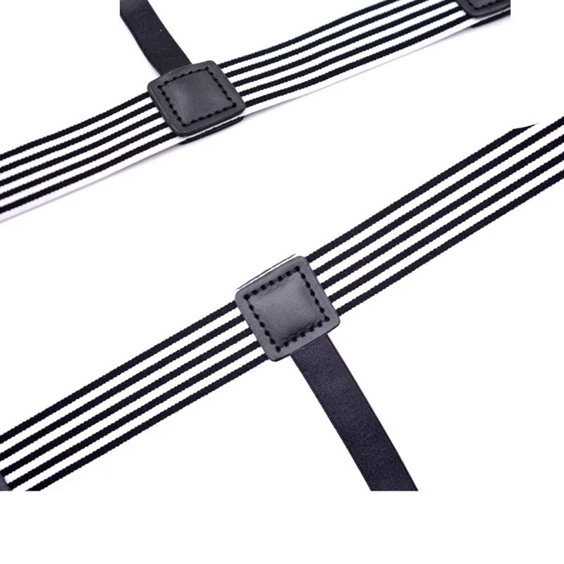 1 Pair Elastic Mens Shirt Stays Striped Suspenders Straps Anti-skid Belt Garters Nylon Adjustable Shirt Holders For Male 2023