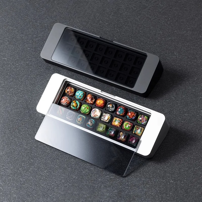 

Mifuny KBDfans Keyboard Custom Resin Personalized Keycap Box Storage Display Box Bliss Metal Anode Silicone Glass for Office