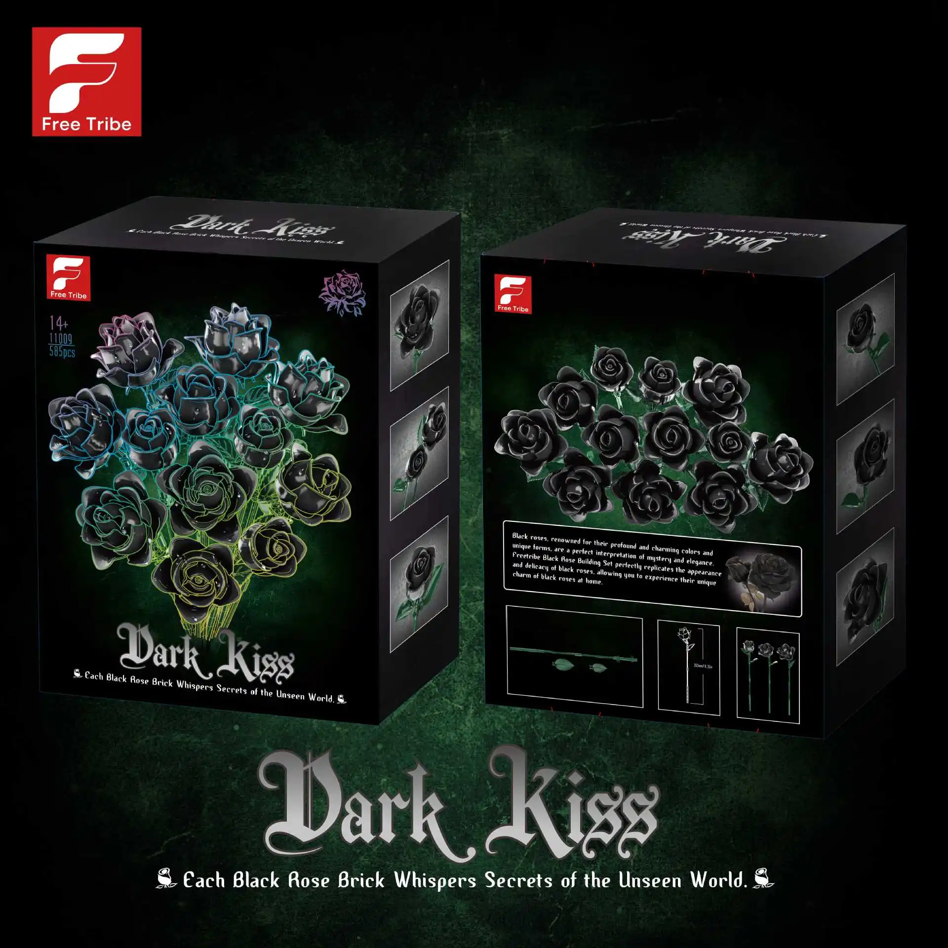 

Gothic Decoration Home Display Holiday Gifts Kids Toys 12PC Black Rose Building Blocks Plant Bouquet Simulated Roses Flowers