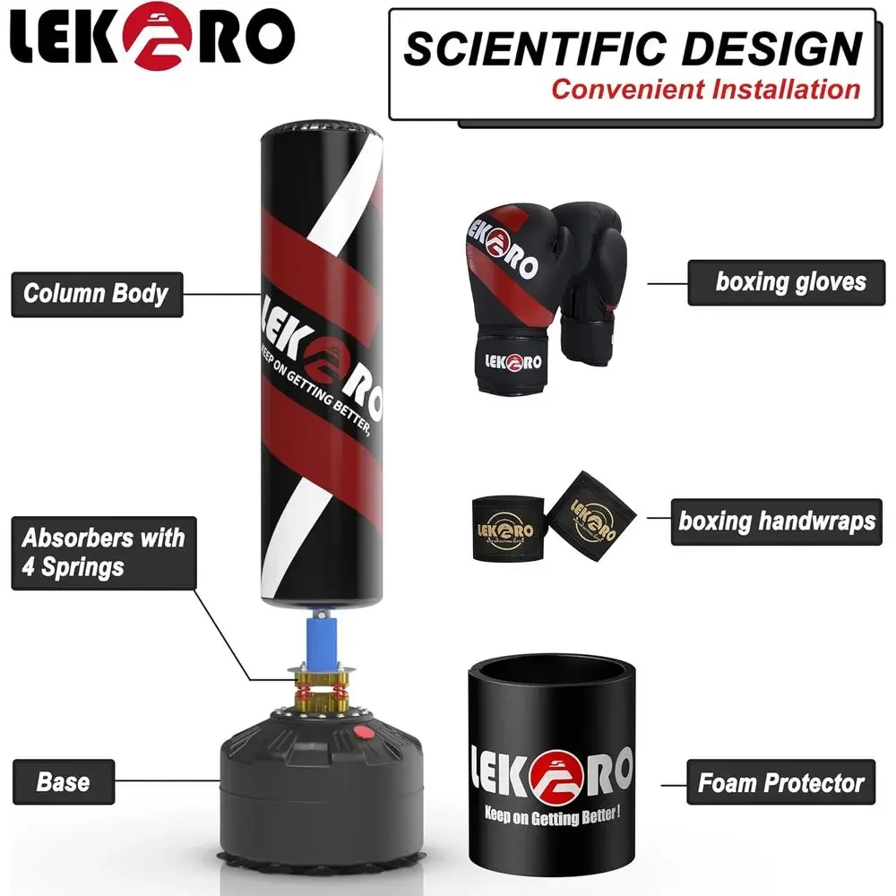 Freestanding Punching Bag with Gloves, Heavy Duty Boxing Stand for Adults and Kids, Versatile Kickboxing Training Bag